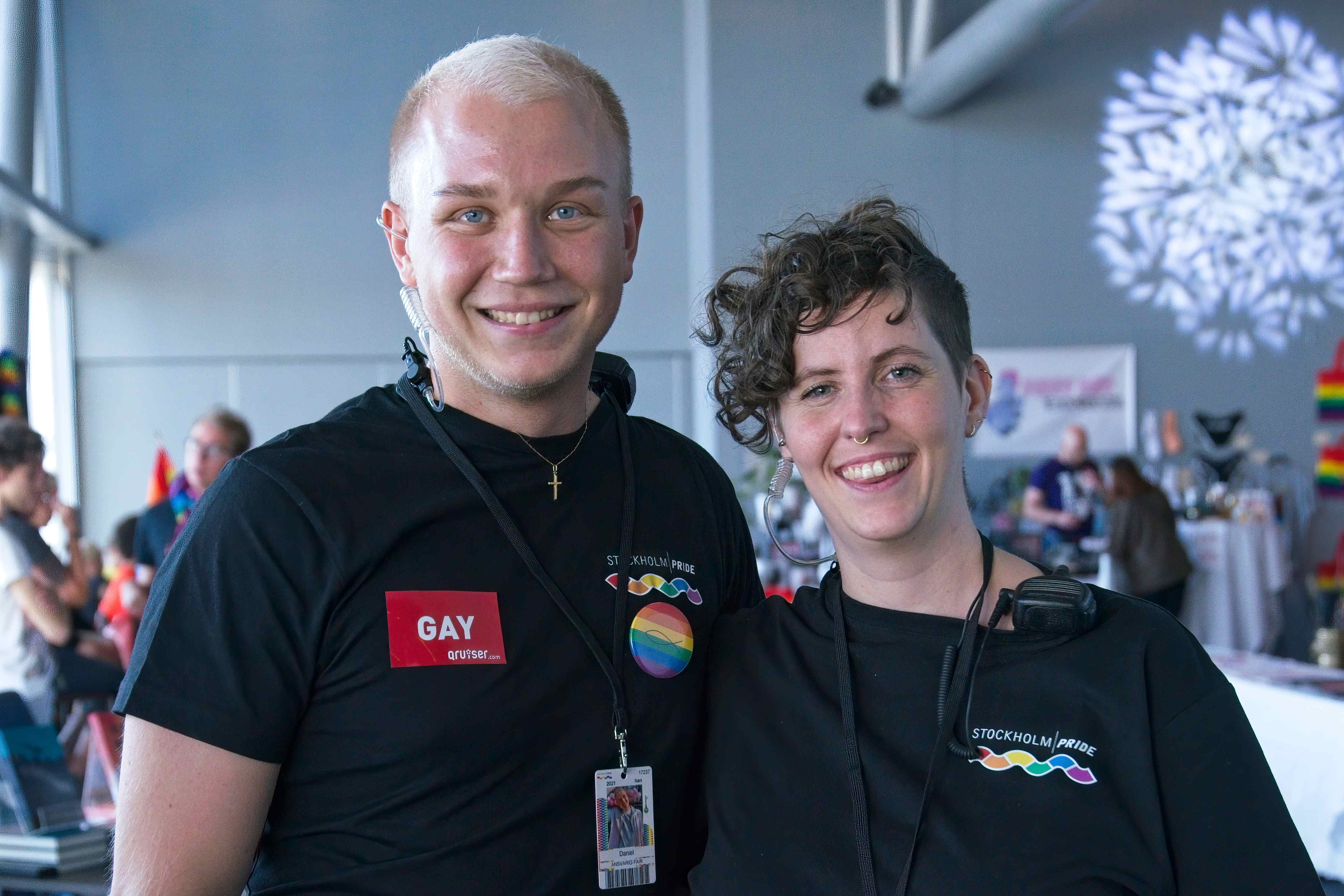 Daniel volunteering as Fair Manager at Stockholm Pride
